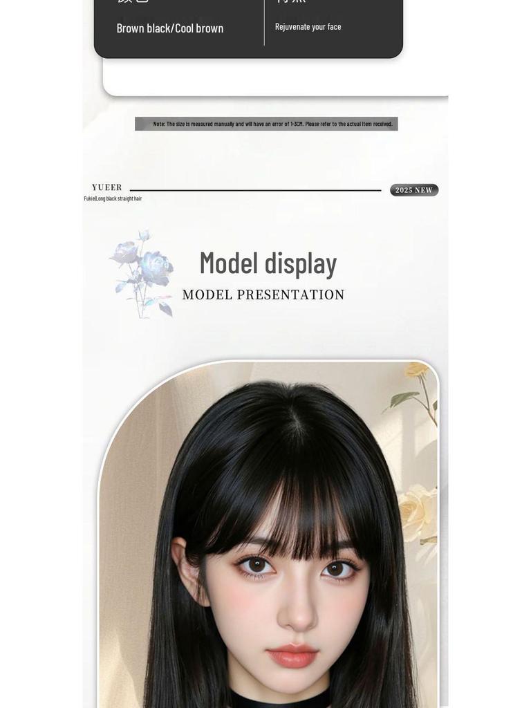 Women's Long Black Straight Wig with Bangs, Fluffy Synthetic Hair, Inspired by Tomie Manga & Internet Celebrities