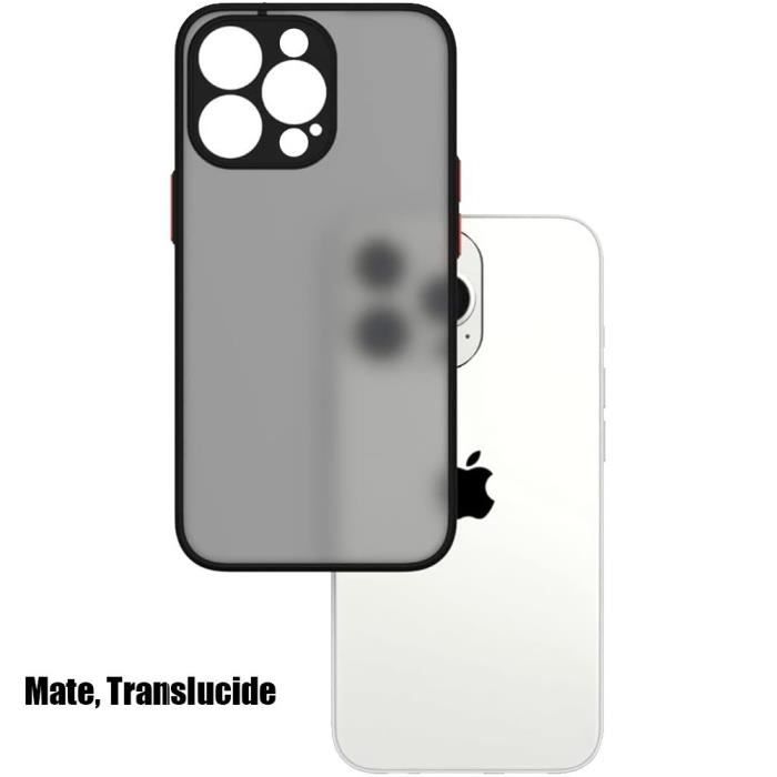 Coque de téléphone - BOOLING - iPhone 14 Pro - Silicone Mat Noir - Antichoc - 2 Verres Trempés