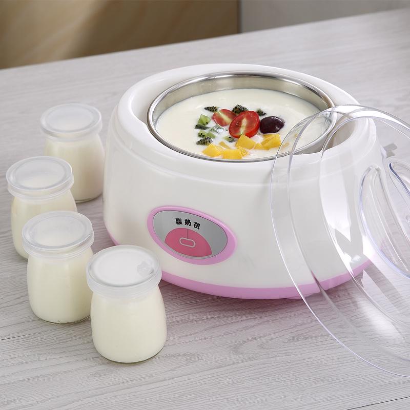 Rustfritt stål 1L Automatisk Yoghurtmaskin - Kompakt husholdningsapparat for yoghurt, natto og risvin