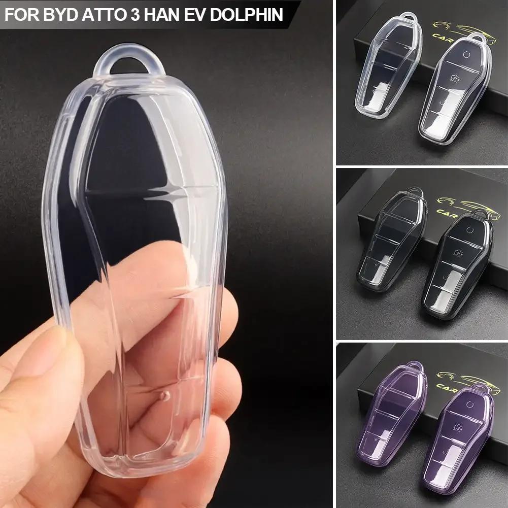 Für BYD Qin Plusdmi Atto 3 Han EV Dolphin Transparent Weiche TPU Auto Schlüsselhülle 4 Tasten Fernbedienung Schutzhülle Zubehör