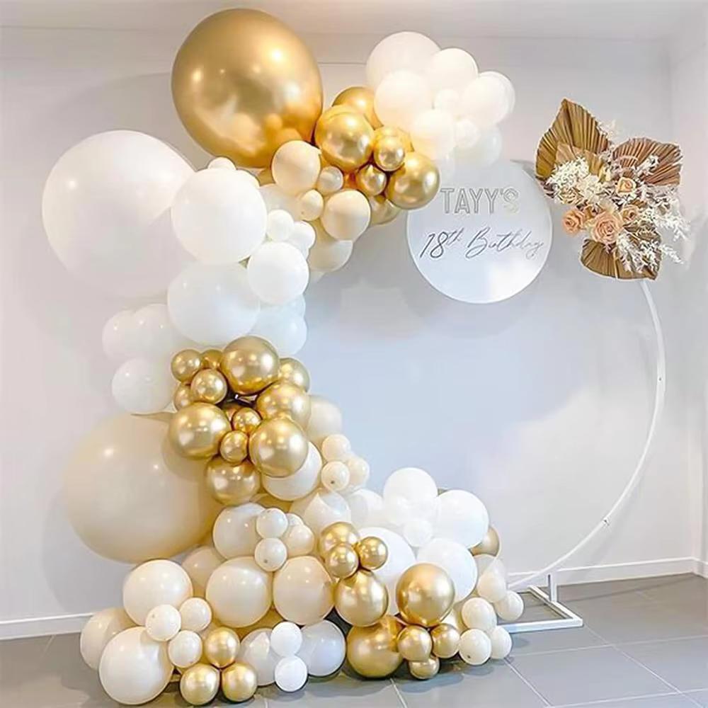 Metallic Gold Latexballon-Set, Mehrgrößen-Ballonbogen-Set für Geburtstagsfeier, Hochzeit, Abschlussfeier, Babyparty-Dekorationen