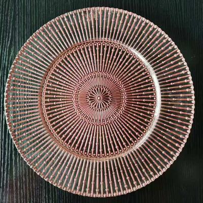 Piatto Decorativo in Vetro e Metallo con Linea Punteggiata Dorata Trasparente da 13 Pollici Vassoio Decorativo da Esposizione