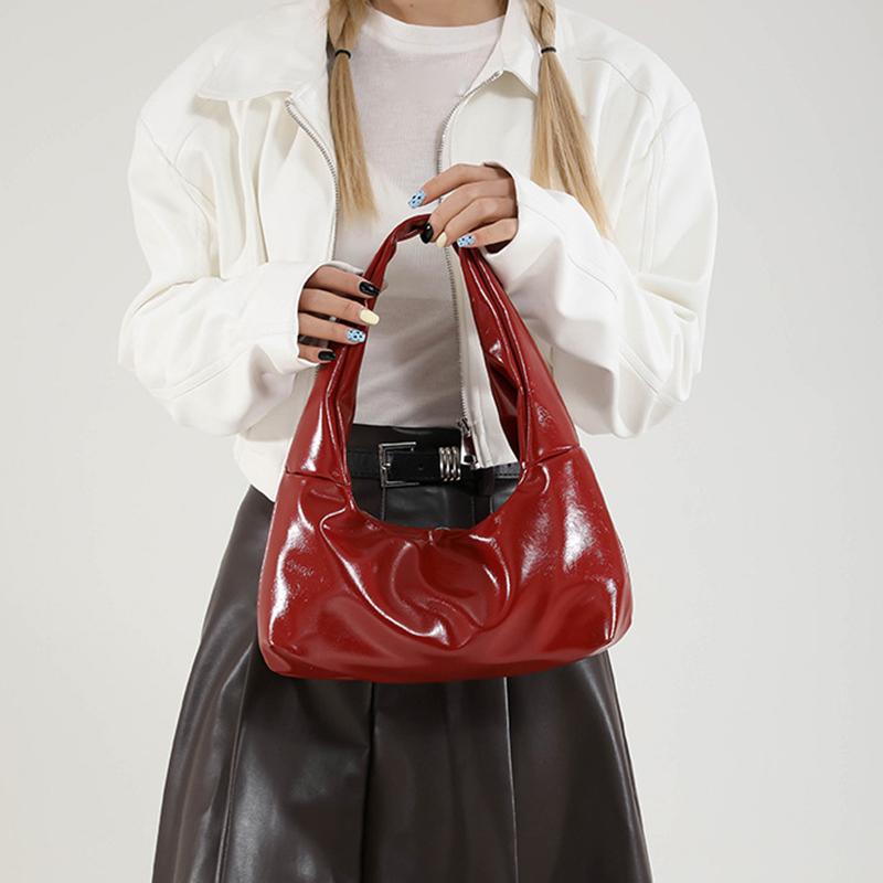 Rivets Bow Y2K Hobos Handbag and Purses for Women Trendy Shoulder Bag with Removable Bow Ladies PU Leather Armpit Bag AVE