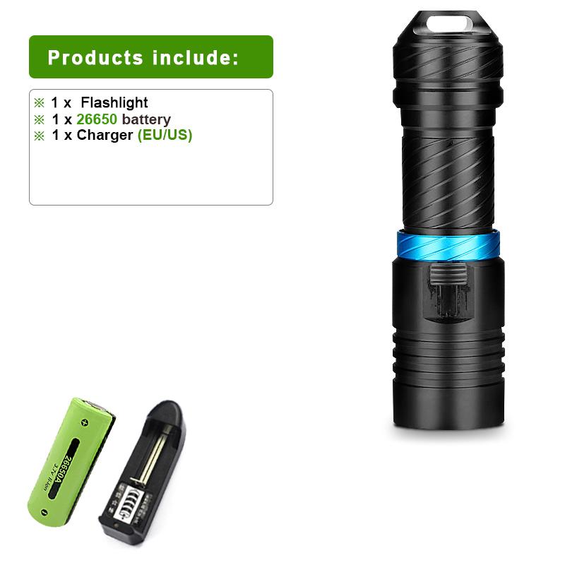 L2 Wick Professional Diving Flashlight Amphibious Torch Light Powerful Flash Light Waterproof Flashlight Underwater Lantern