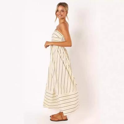 Women's Spring and Summer Striped Halter Halter Big Swing Fresh Style Dress