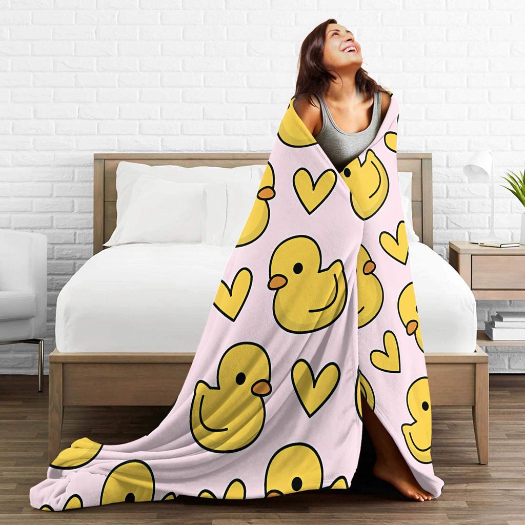 Yellow Duck Super Soft Blanket Kids Adult Plush Throw Blanket Fluffy Couch Bed Flannel Bedspread Sofa Bed Cover