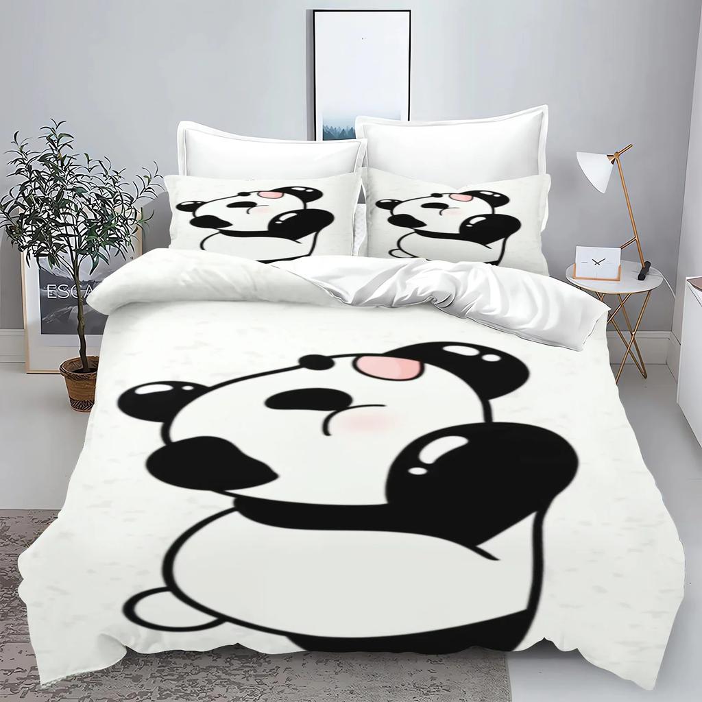 Süßes Cartoon-Panda-Bettwäscheset Bettbezug Kissenbezug Bettwäscheset Erwachsener Junge Mädchen Schlafzimmerdekoration Kindergeschenk Einzel Doppel Große Größe
