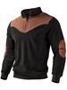 Men's Retro Stand-Up Collar Ribbed Pullover - Half-Zip, Warm Patchwork for Autumn/Winter Christmas Gift