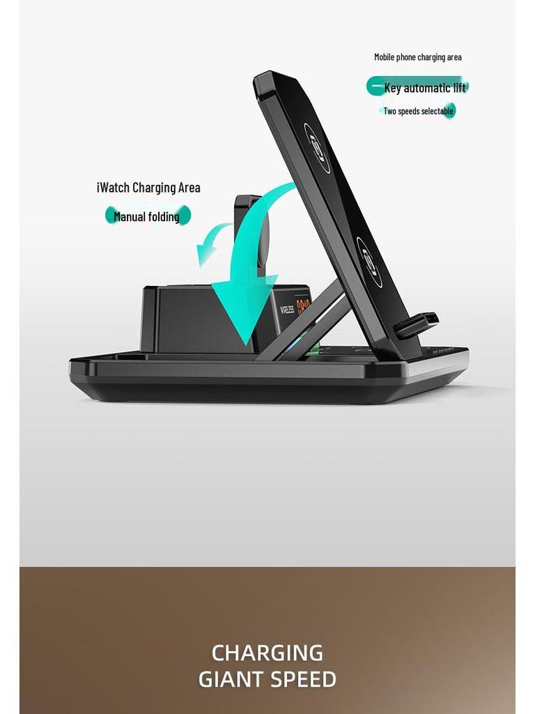 Cross-Border Multifunctional 6-in-1 Wireless Charging Station for Phones, Earphones, and Watches