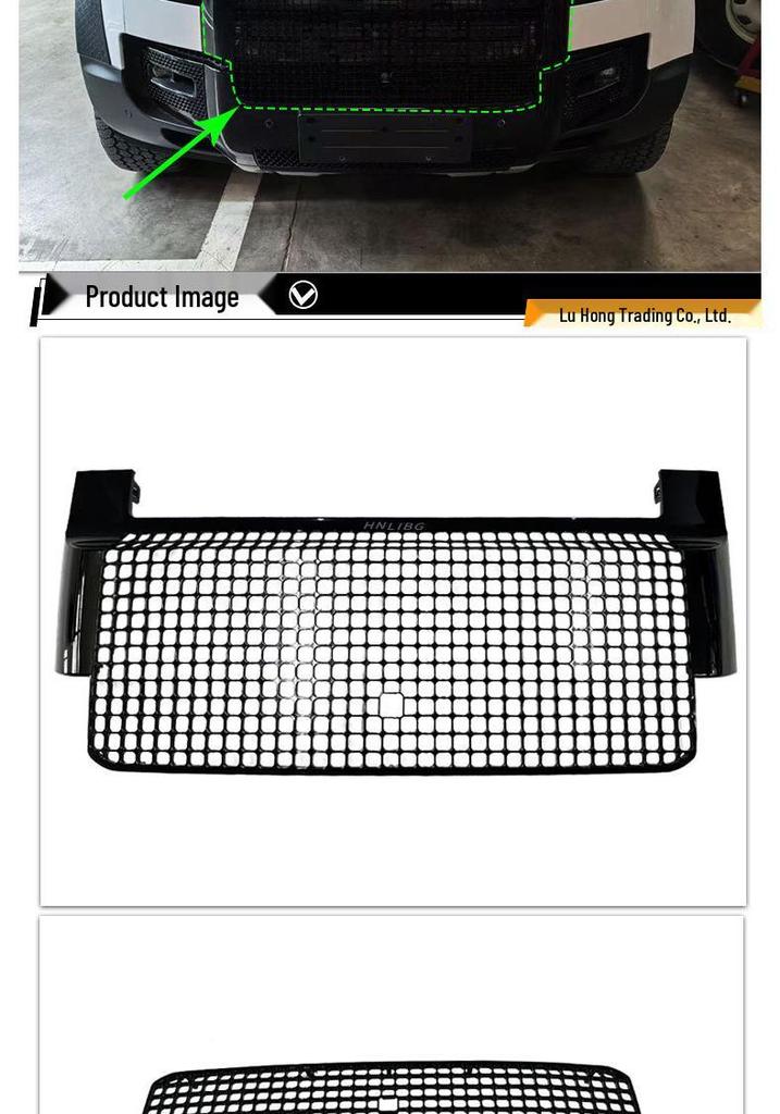 All Black Front Grille for Land Rover Defender Kahn 90, 110, 130