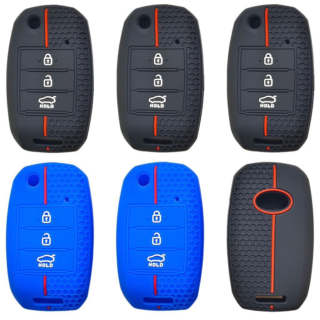 Suitable for Kia Smart Sport K3 Sportage K5 Cerato Propa KX3 Folding 3-button Honeycomb Pattern Silicone Car Key Cover