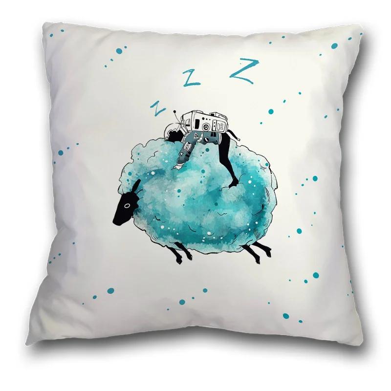 Creative Spaceman Astronaut Pillowcase Blue Green Cushion Cover Sofa Office Seat    Ornament Home Decoration
