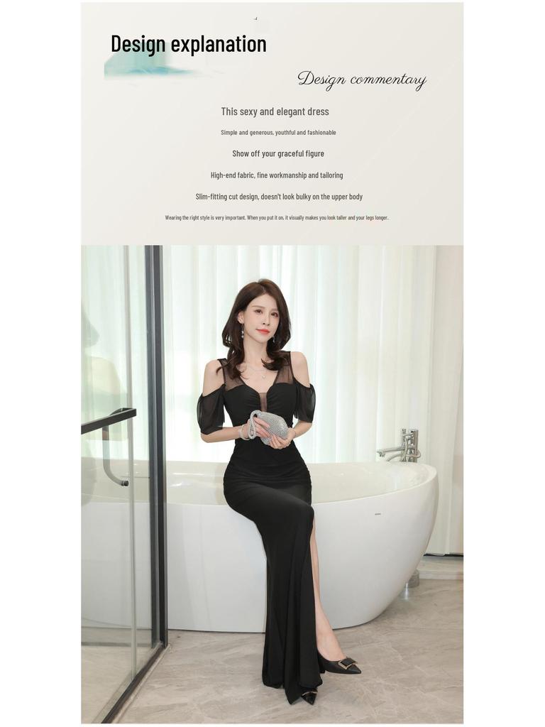 Sleek Nightclub Bodycon Evening Gown