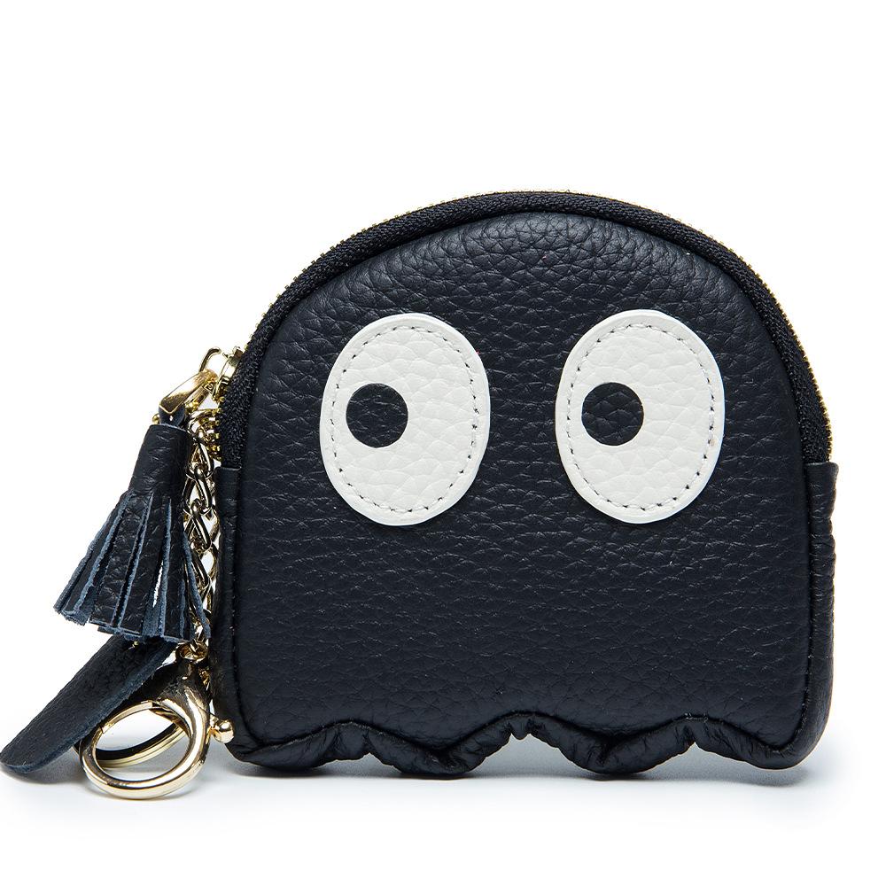 

Cartoon cute change bag coin bag mini, niche design Korean ins soft first-layer cowhide change bag чорний