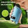 Microscópio Portátil para Crianças 1 Conjunto Ampliação 60x-120x para Crianças Ciência para Escola Aventura ao Ar Livre Portátil