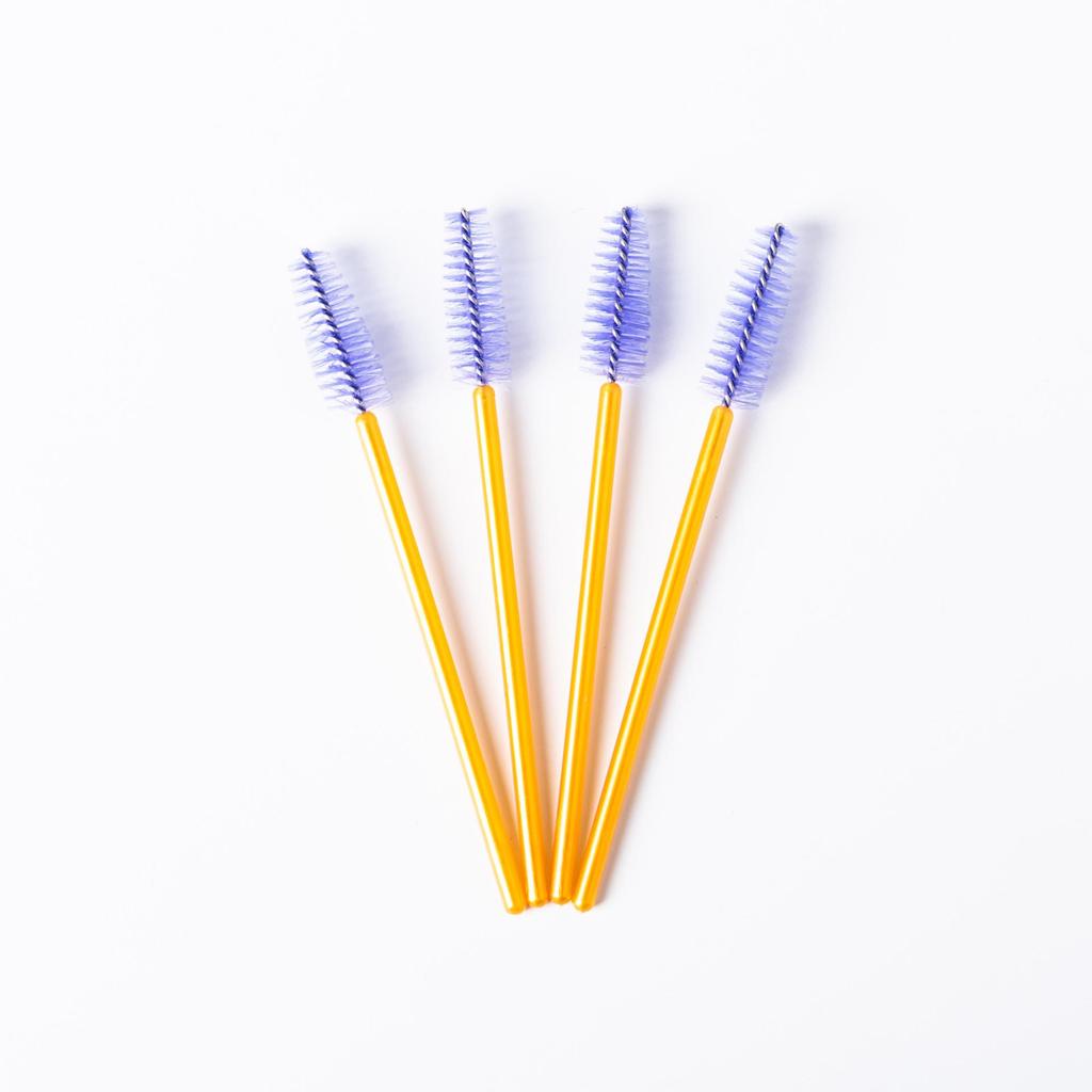 Cepillo Espiral Desechable para Pestañas y Cejas con Varilla Sólida