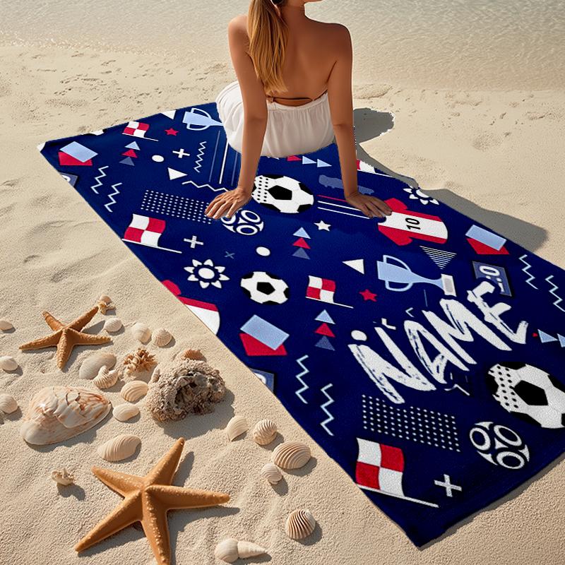 Custom Name Ultra-Soft Beach Towel with Soccer Theme,Ideal for Pool - Camping, Diving - Perfect Travel Essential, Vibrant Beach Towel.