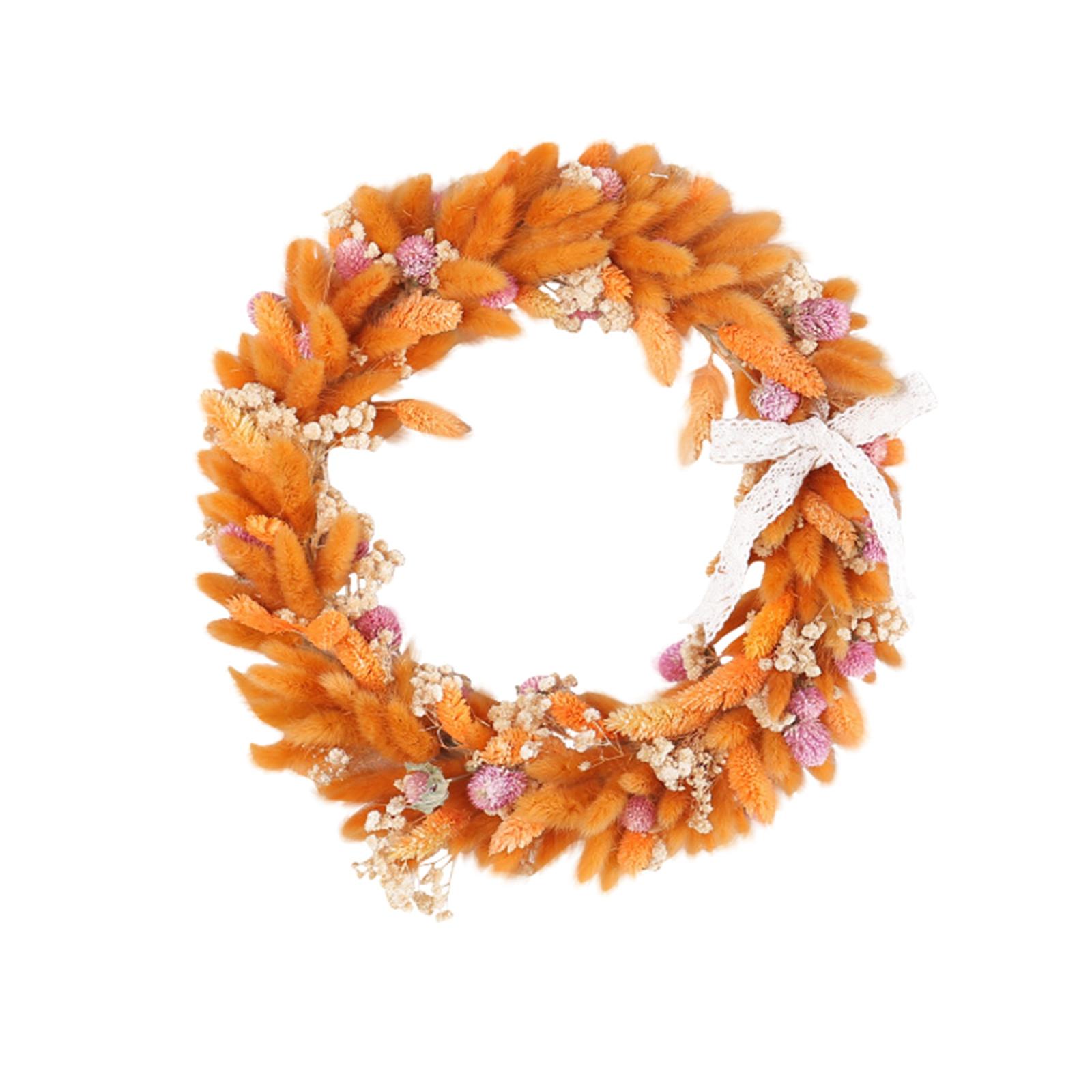 

Венок, Искусственный венок с кружевным бантом, Дверное украшение, Фестивальный реквизит, Подвесное оконное настенное украшение One Size оранжевый