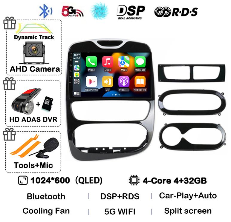 Android 14 Carplay Auto WIFI+4G For Renault Clio 3 4 2012 - 2015 2016 - 2018 Car Radio Multimedia Video Player Stereo Audio GPS