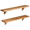 Day and Night - Day and Night Wall Shelves 2 Pcs Solid Acacia Wood 90x20x18 Cm