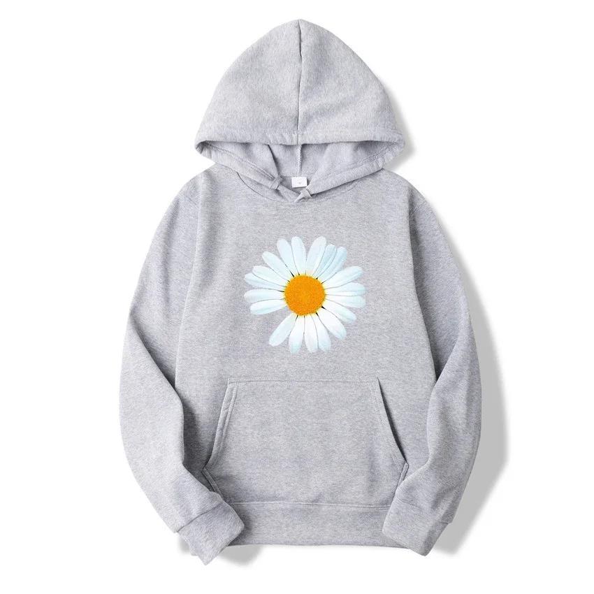 Autumn and Winter Women's Hoodies Fashion Flower Print Hooded Outdoor Sports Pullover Casual Tops Graphic Fashion Personality