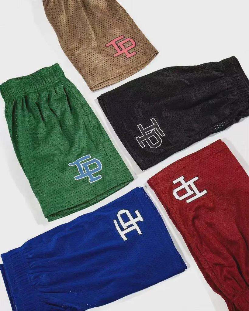 American Trendy Mesh Sports Shorts: Unisex Knee-Length for Running, Training, Basketball