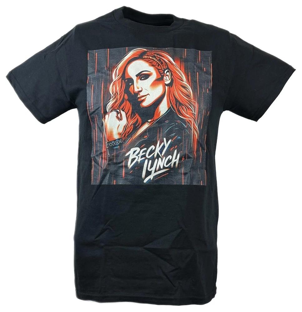 Becky Lynch Cartoon Portrait Black Tshirt S