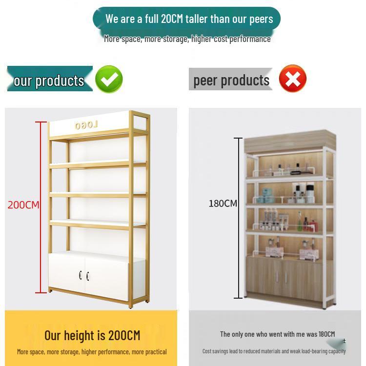 Steel-Wood Multi-Layer Floor Display Rack for Cosmetics and Baby Store