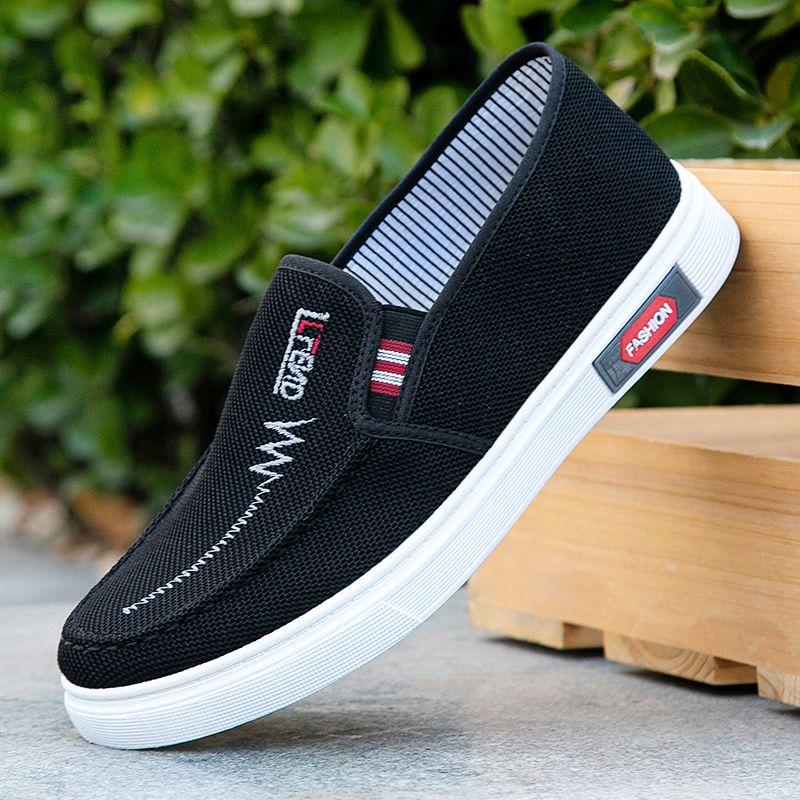 Anti-slip Wear-resistant Beef Tendon Sole Skate Shoes Men's Old Beijing Cloth Shoes Light Breathable Canvas Shoes Comfortable Soft Work Shoes