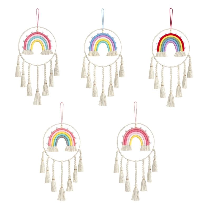 

Dormitory Wall Window Handwoven Tassels Rainbow Tapestry Hangable Pendant Decoration Supplies for Home Office X3UC