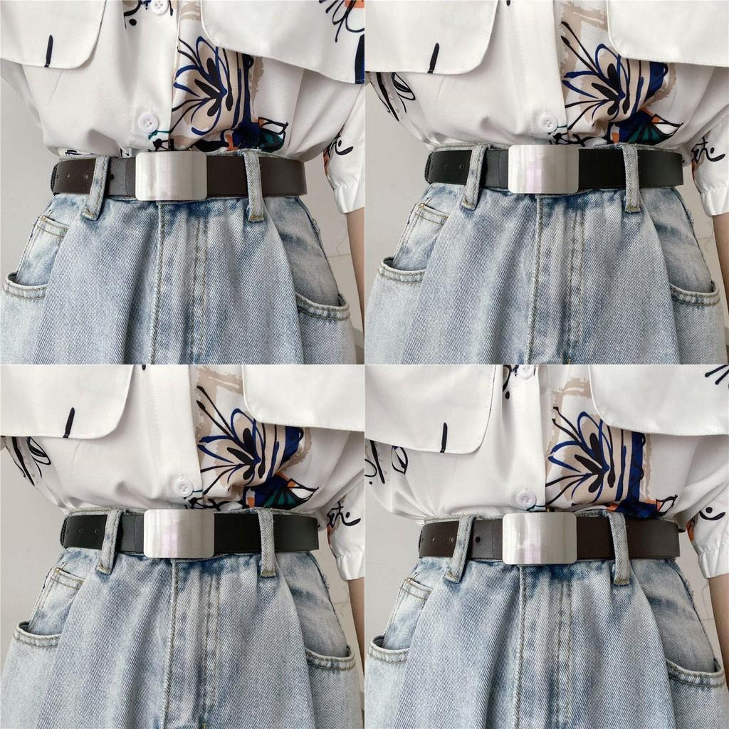 And Black Elegant Coffee Pu Belt For Women With Smooth Buckle And Unique Aesthetic
