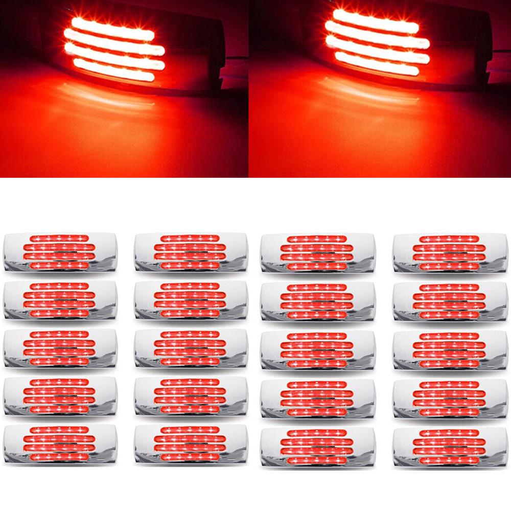 20PCS Truck Lighting Car Side Marker Lights Chrome Waterproof 22LED Trailer Side Light Turn Signal Indicator Clearance Lamp