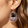 Dark Style Jewelry 1 Pair Halloween Earrings for Women, 2D Acrylic Teacup Black Cat Creative Pendant Gift Dangle Drop Earrings, Gothic Cartoon Party,
