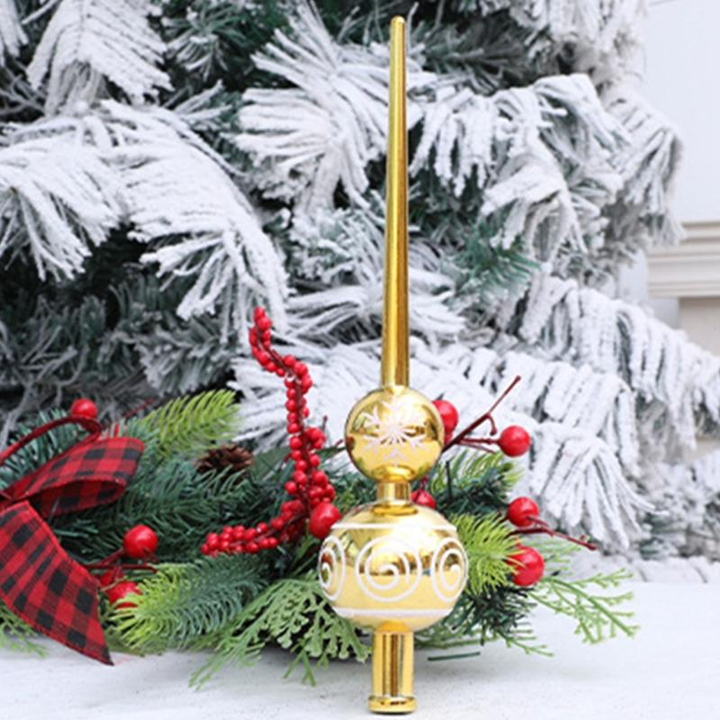 Festival Holiday Tree Top 28cm Metallic Color Gourd Shape Christmas Tree Top Decoration for Indoor and Outdoor Use
