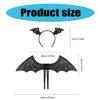 Bat Wing with Headwear Set Black Wing Bats Ears Headband Adults Halloween Wing Vampires Costume Wing