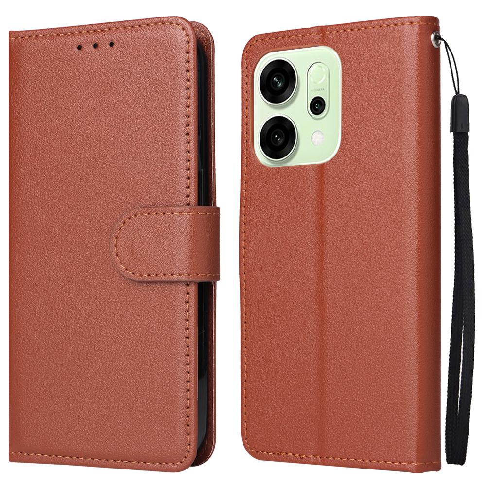 For Oppo Reno14 5G (Global) Case Wallet Stand View PU Leather Phone Cover with Wrist Strap