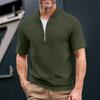 Men's Summer Solid Color Casual T-shirt Sports Breathable Zipper Collar Top