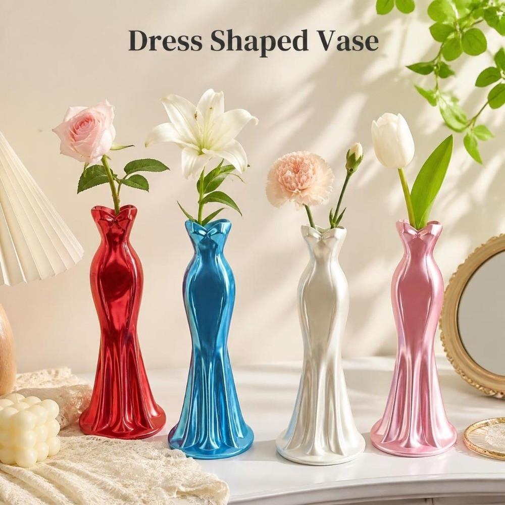Desktop Ornament 3D Printing Dress Shaped Vase Nordic Style Elegant Desktop Decorative Vase Creative Artistic Pencil Holder Gift