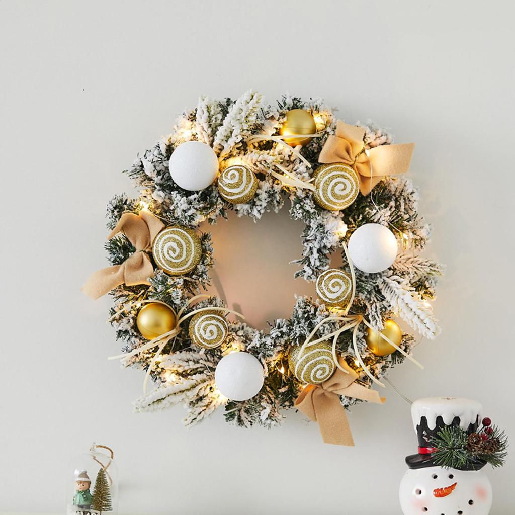 Wreath Decorations With Light Christmas Garland Decor Festive Garland Lighted 11.8Inch Wreath For Wall Winter Indoor Holiday