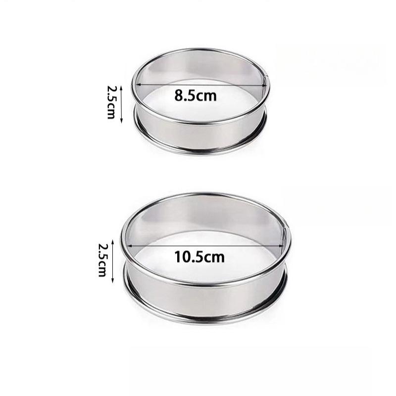 6PCS Stainless Steel Mousse Cake Mold Heat-Resistant Perforated Round Tart Ring Cookies Pastry Circle Cutter Mold Baking Tools