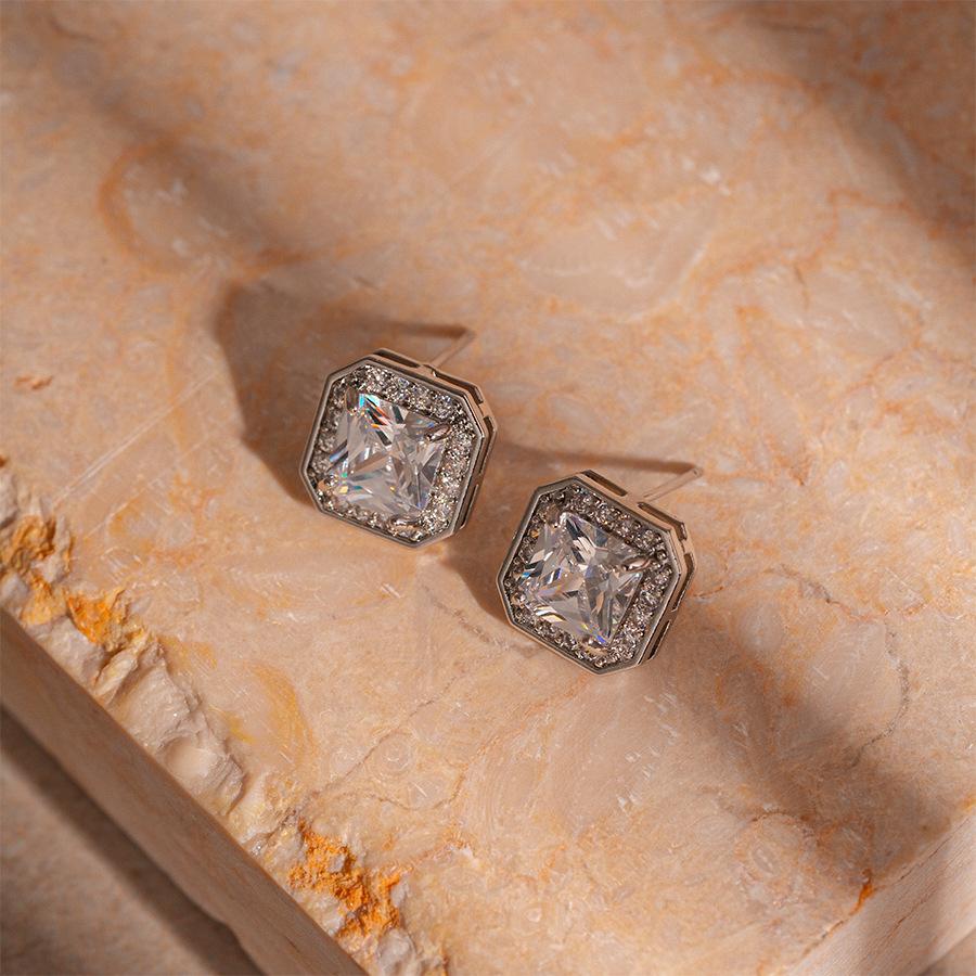 Zircon Square T-Shaped Geometric Clavicle Necklace Necklace