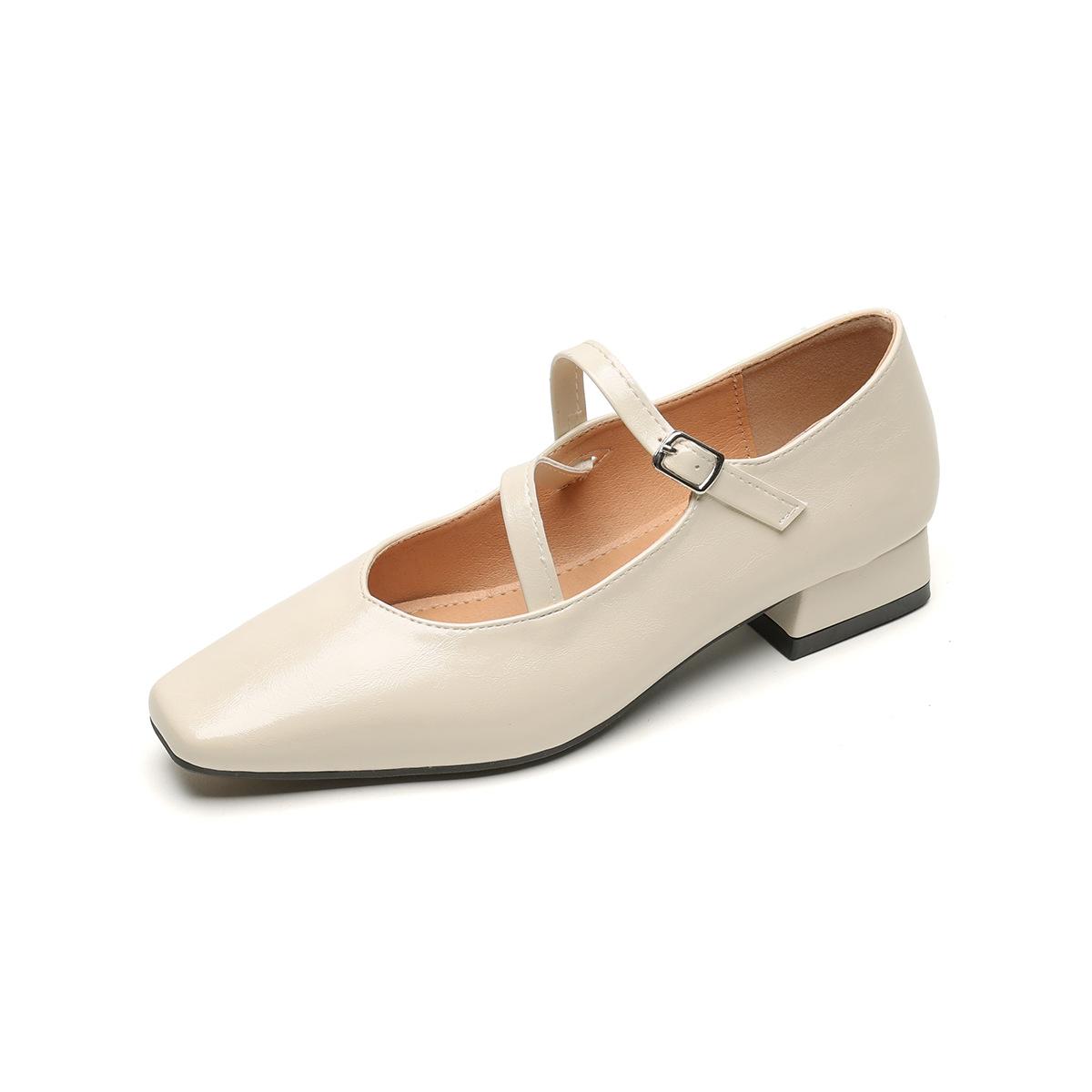 

Weiwei girl 820-1 французские ретро туфли Мэри Джейн 2025 новые весенние легкие туфли на толстом каблуке женские мягкие подошвы 43 абрикосовый