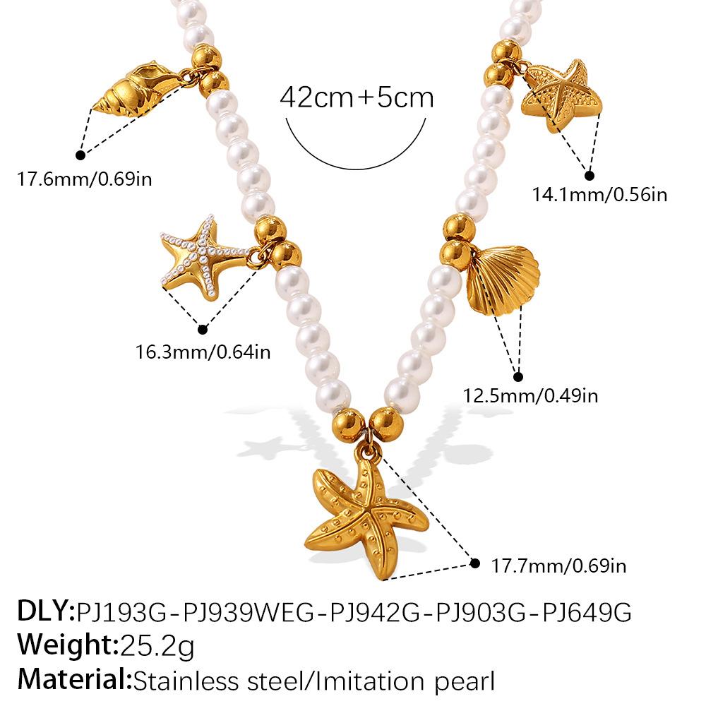 Seaside vacation wind shell starfish imitation pearl bracelet necklace niche design high-end suit women