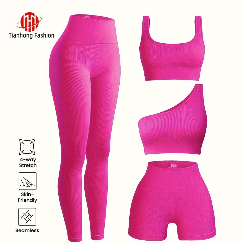 Women's Seamless Yoga Set: High-Elastic Vest and Breathable Sweat-Wicking Gym Tights.