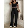 2026 Spring/Summer New Women's Casual Slim-Fit Two-Piece Set with Short Sleeves and Long Pants for Commuting