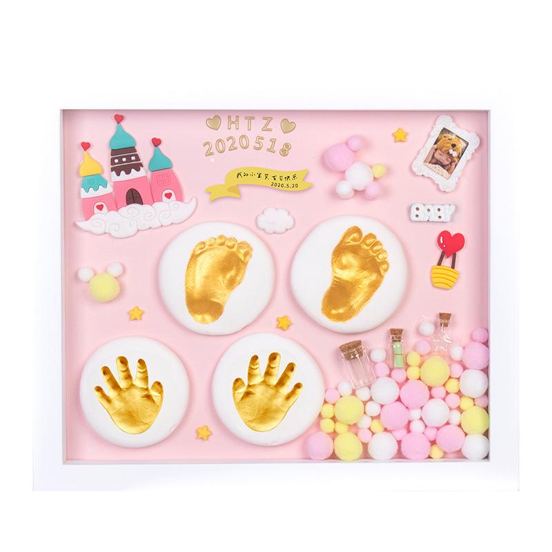 Baby Full Moon Print Mud Lanugo Souvenir Photo Frame Newborn Baby Foot Print One-year-old Hundred-day Gift