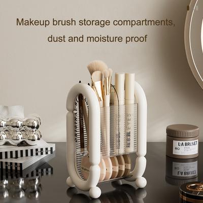 Makeup Brush Organizer Cosmetic Brush Holder Stand with Compartments for Eyebrow Pencil Lipstick