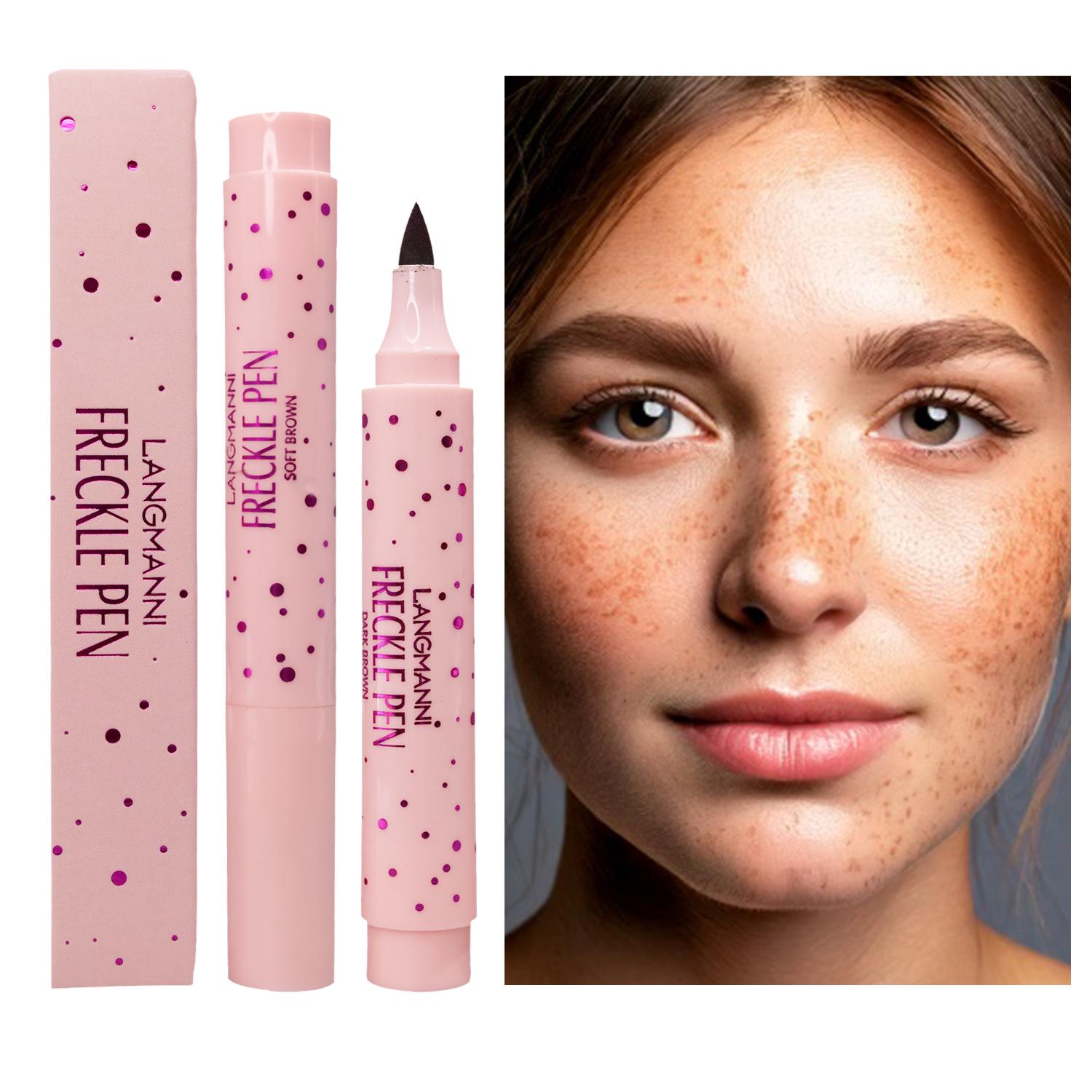 Langmanni Waterproof Freckle Pen - Easy, Natural-Looking Freckles, Transfer-Proof Formula 02 Dark Brown (Export Only)