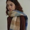 Wool Neutral Retro Blue Plaid Scarf Women's Winter Atmosphere Soft Waxy Wool Scarf