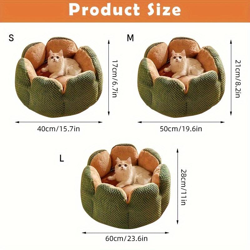 Blütenförmiges Haustierbett, Plüsch-Rundes Hunde- & Katzenkissenmatte mit Stricktextur, Ultraweiches Warmes Nest für Kätzchen und Welpen im Winter